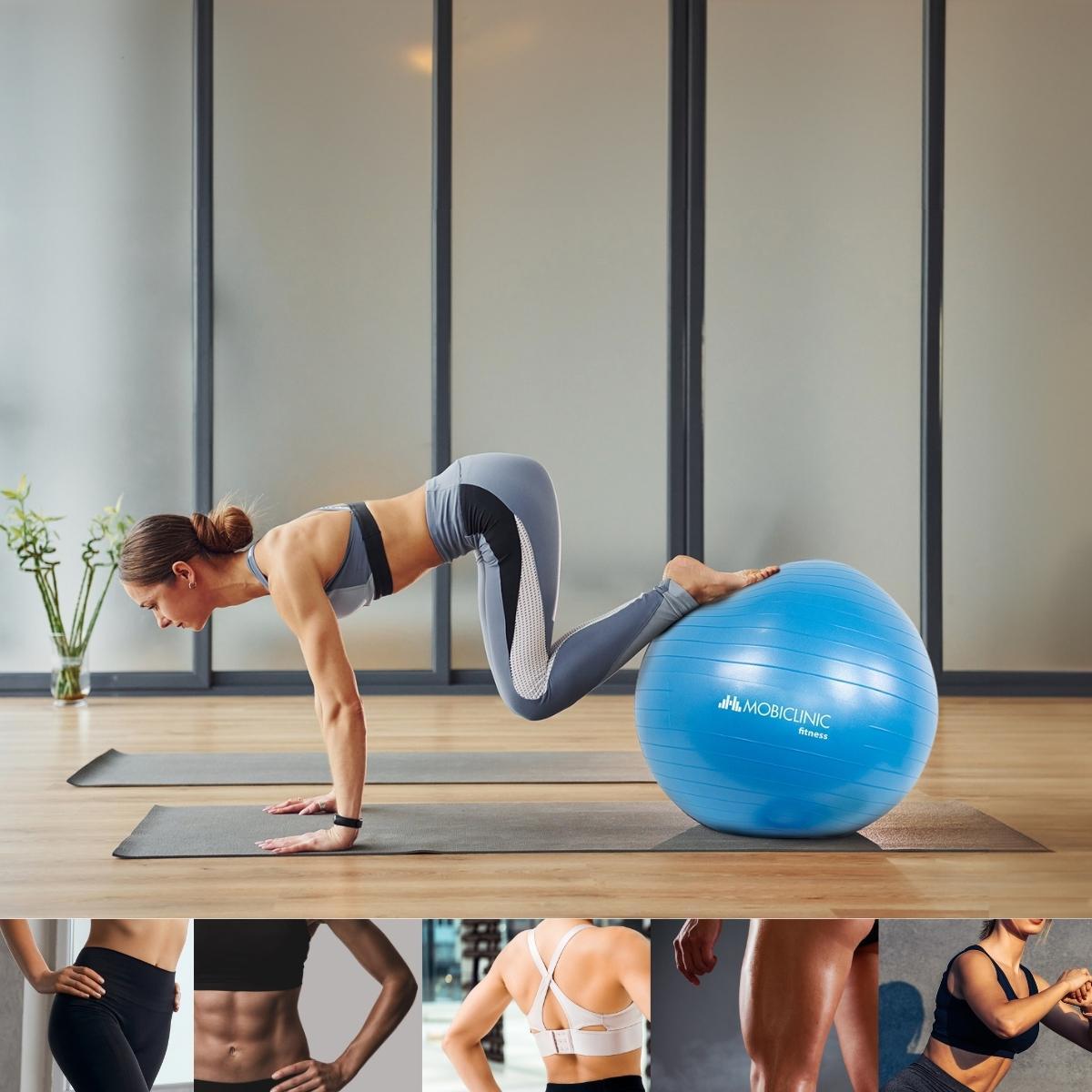 Fitnessbal Yoga bal Pilates 65 cm Anti-lek Incl. pomp Blauw Tot 150 kg 6/8