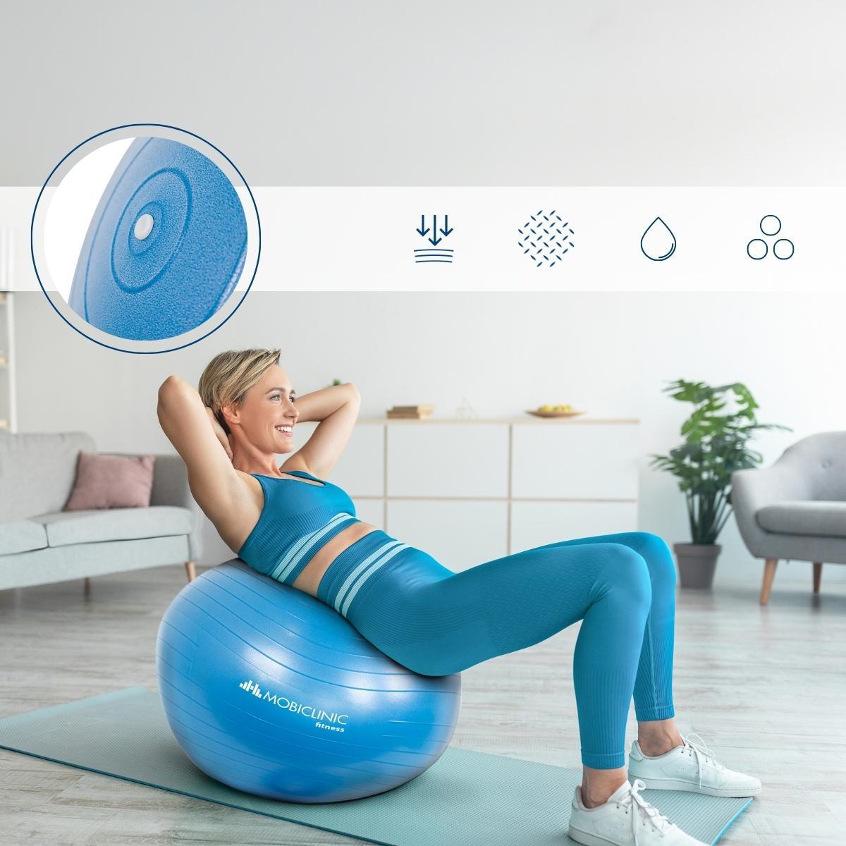 Fitnessbal Yoga bal Pilates 65 cm Anti-lek Incl. pomp Blauw Tot 150 kg 3/8