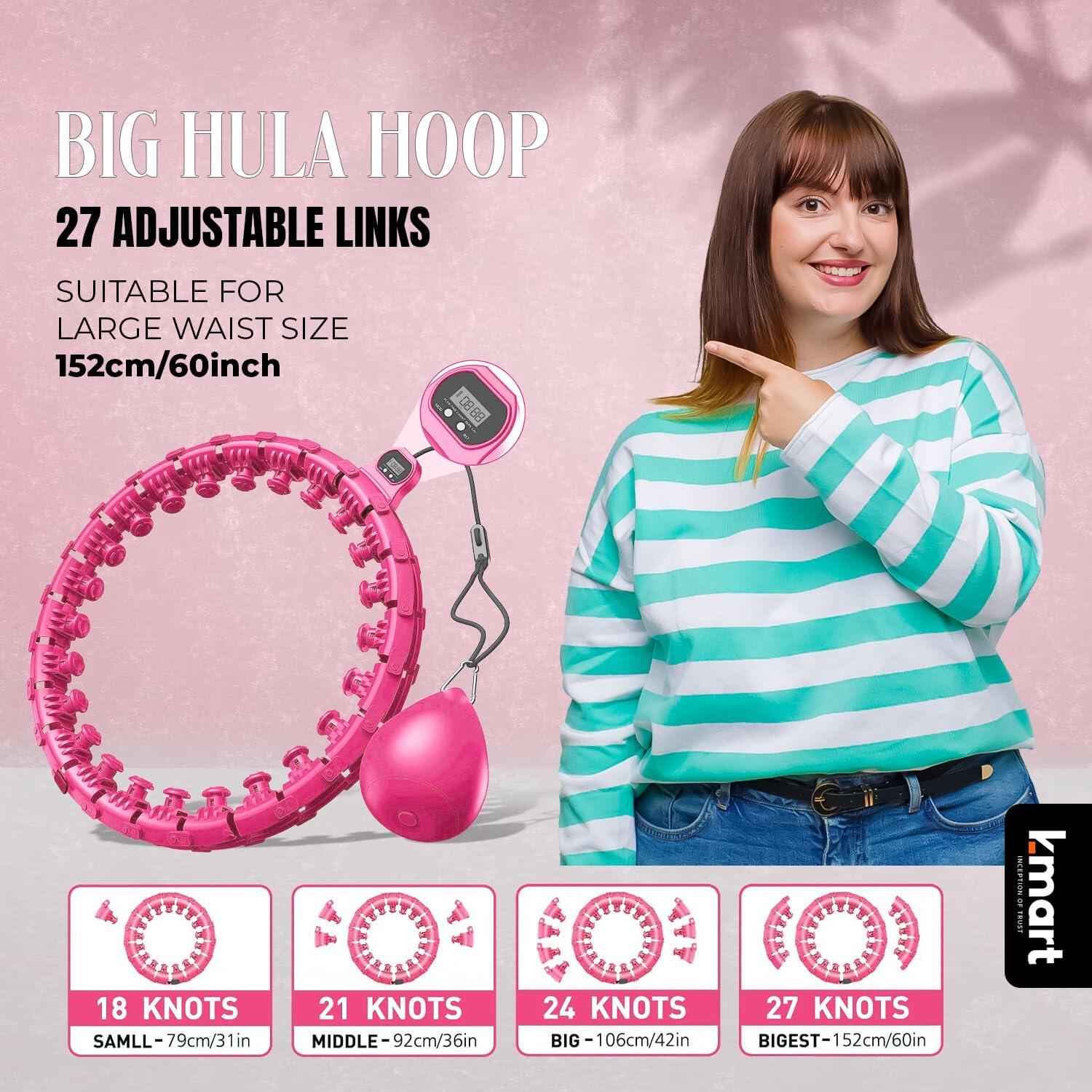 K-Mart Adjustable Blush Pink Smart Hula Hoops With Counter 5/7