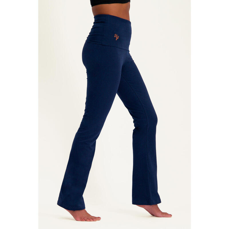 Pranafied - Legging de yoga, ceinture rabattable, jambes larges- minuit bleu