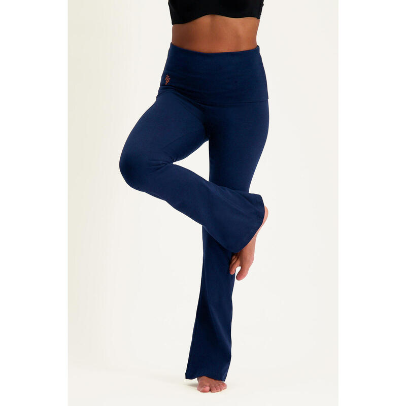 Pranafied - Legging de yoga, ceinture rabattable, jambes larges- minuit bleu