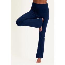 Pranafied - Trendy yogalegging met omslagband en wijde pijpen - Donkerblauw