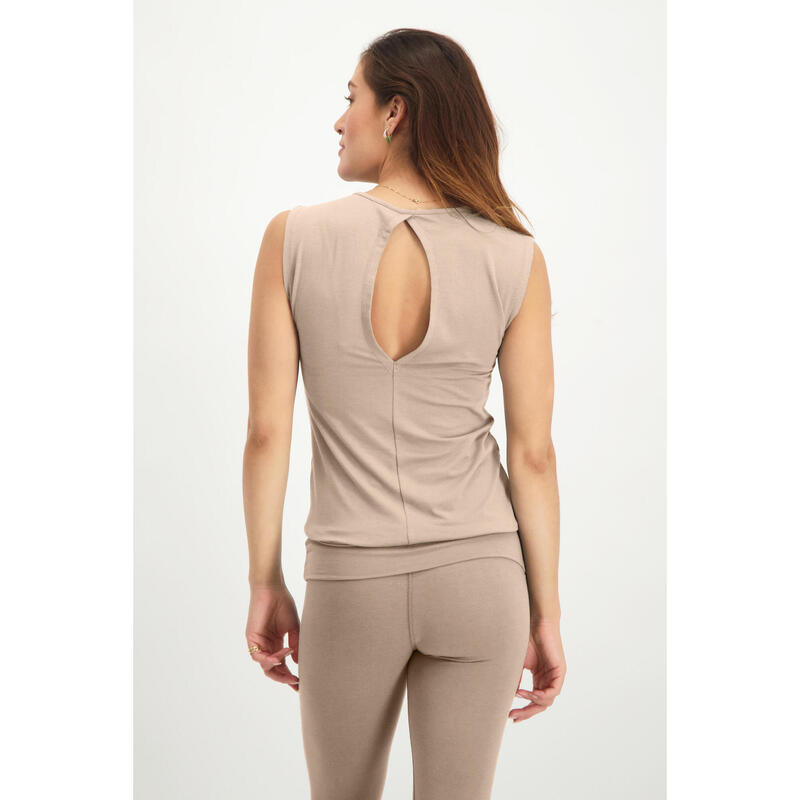 Tunique de yoga long et confortable avec ceinture. Coton organique - Sable