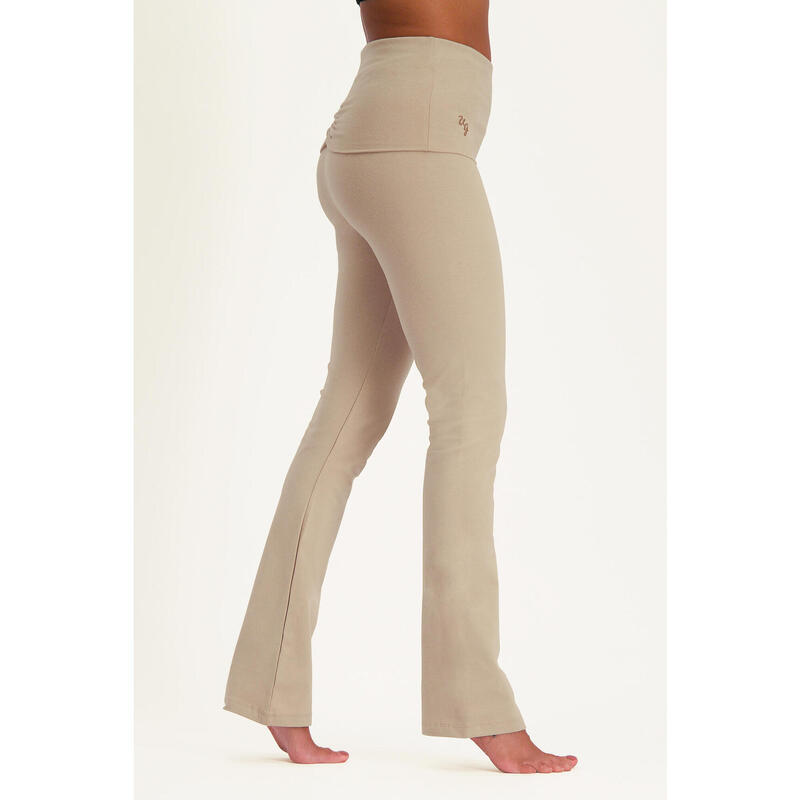 Pranafied - Legging de yoga, ceinture rabattable, jambes larges- Sable