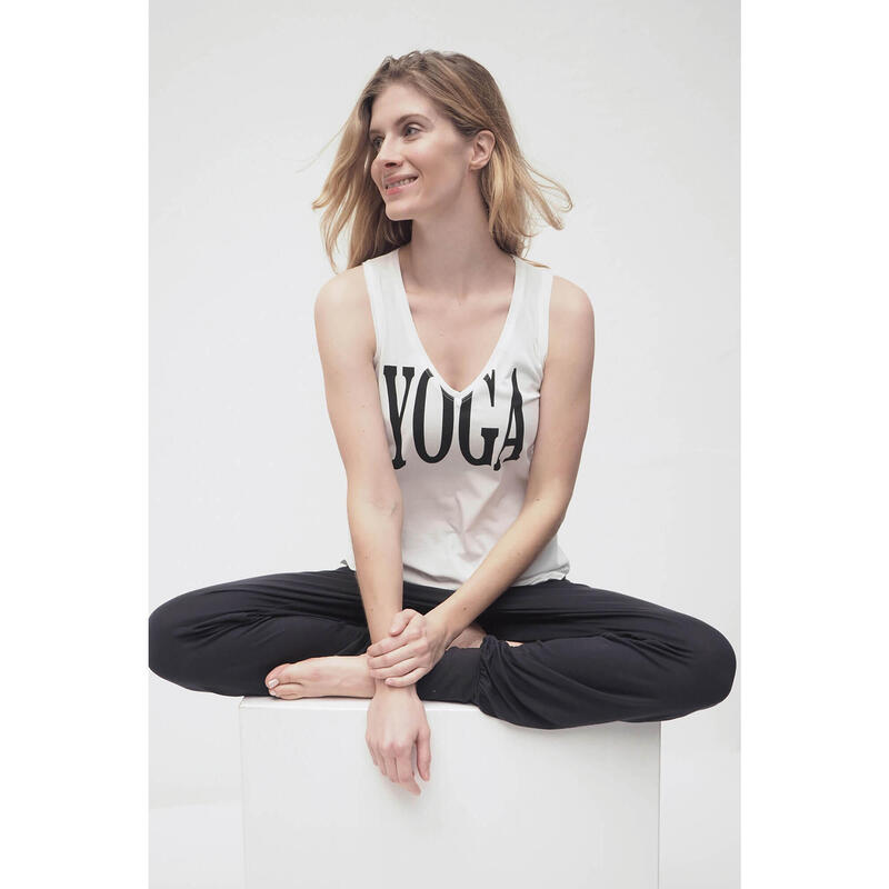 Yoga Tank Top Ananda Yoga Damen Weiß Stretchig KISMET