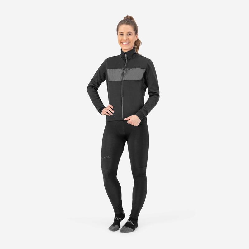 Fahrrad Winterjacke Rennrad Damen Schwarz Attq