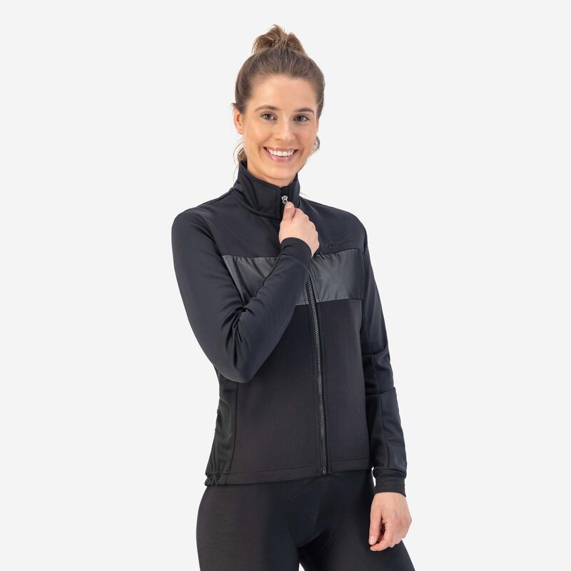 Fahrrad Winterjacke Rennrad Damen Schwarz Attq