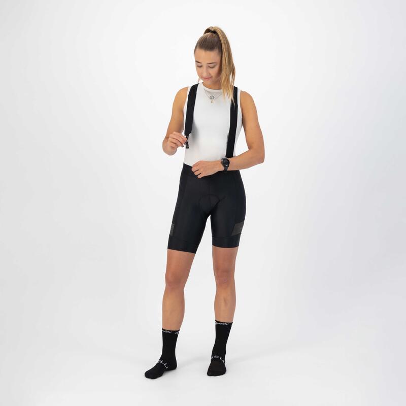 Korte Fietsbroek Met Bretels Dames Melange