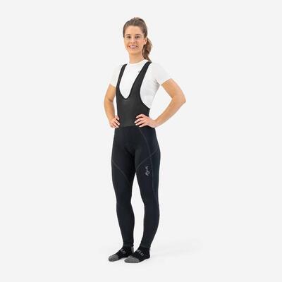 Wielrennen dames lange fietsbroek met bretels - met zeem - liona - zwart