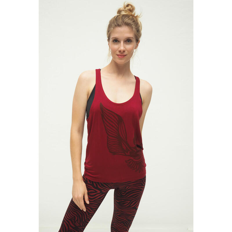 Yoga Tank Top Aja Logo Yoga Damen Rot Stretchig KISMET