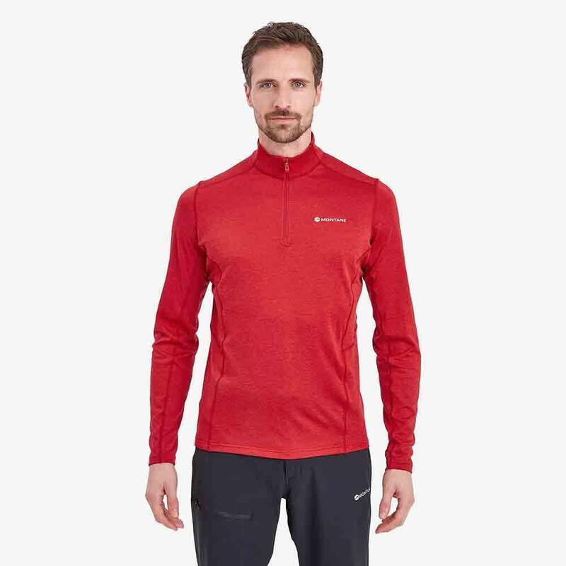 Dart Zip Neck Long Sleeved T-shirt - Red