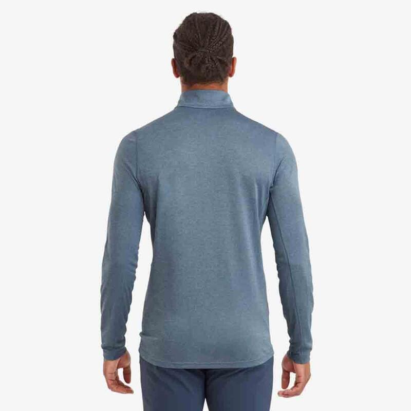 Dart Zip Neck Long Sleeved T-shirt - Light Blue