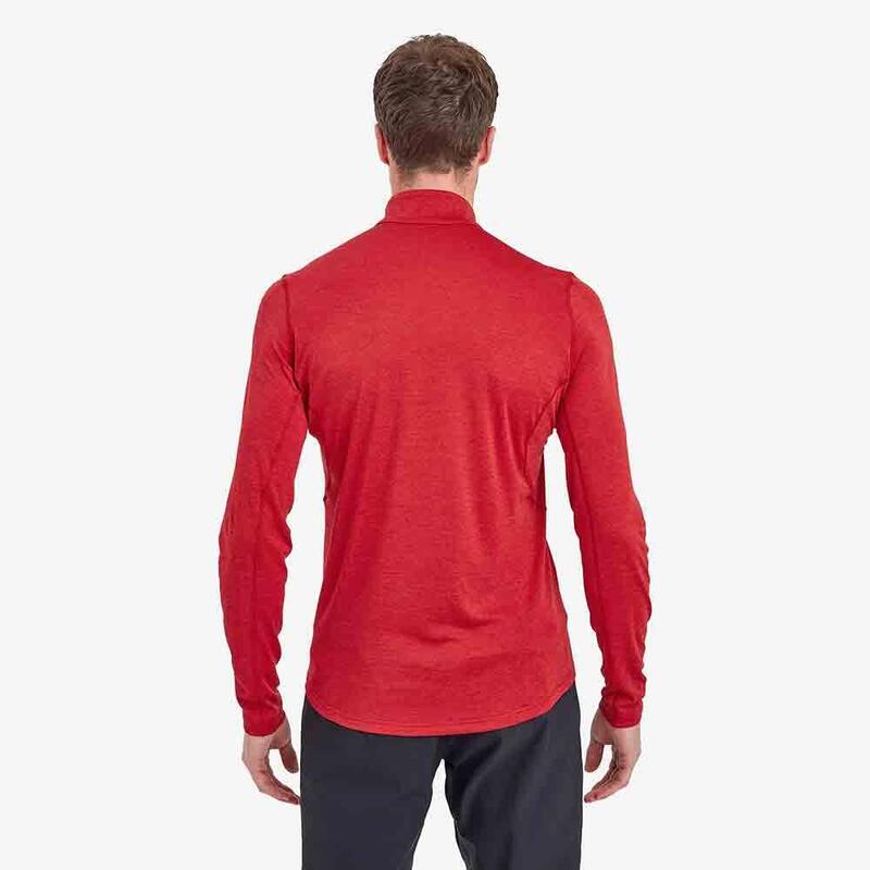 Dart Zip Neck Long Sleeved T-shirt - Red