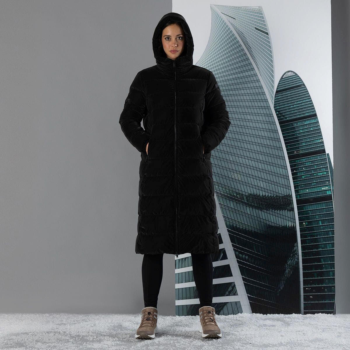 Damen Mantel W LONG COAT FIX  HOOD 4/4