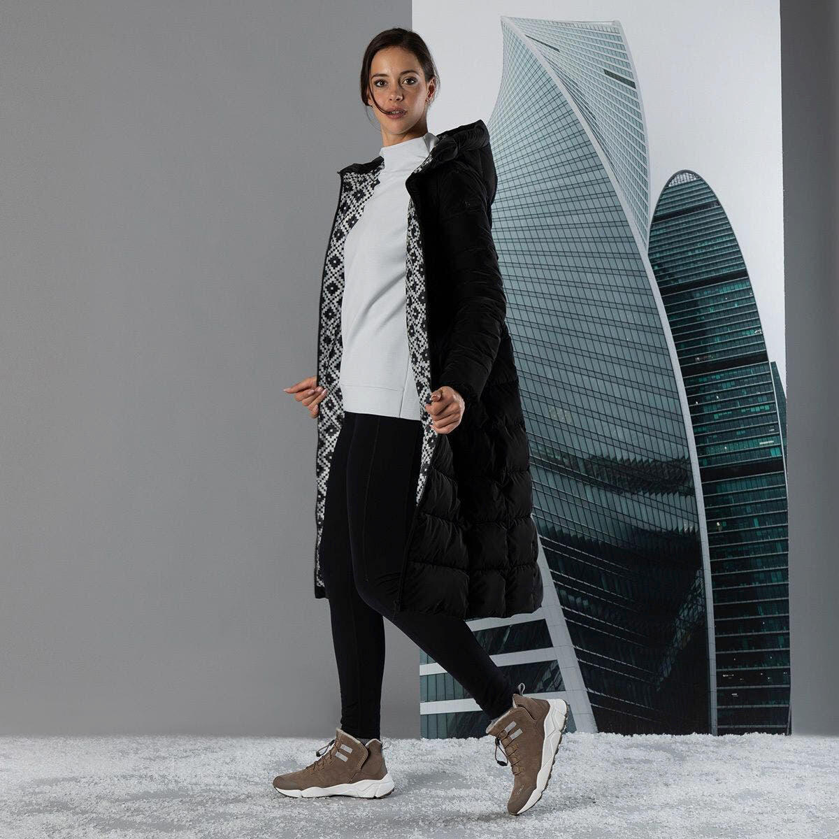 Damen Mantel W LONG COAT FIX  HOOD 3/4