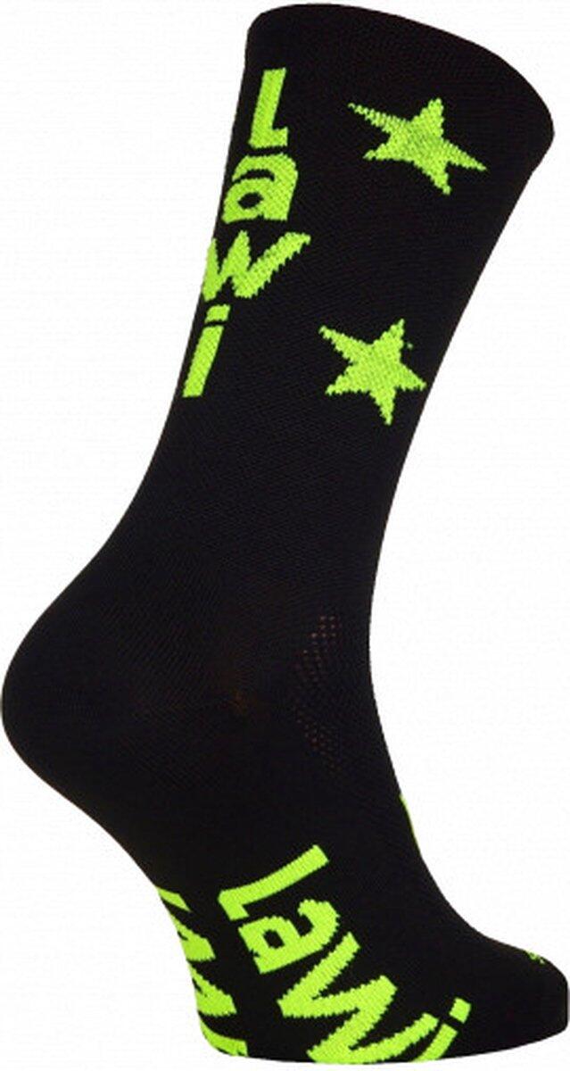 LAWI Fietssokken Star zwart/fluogeel