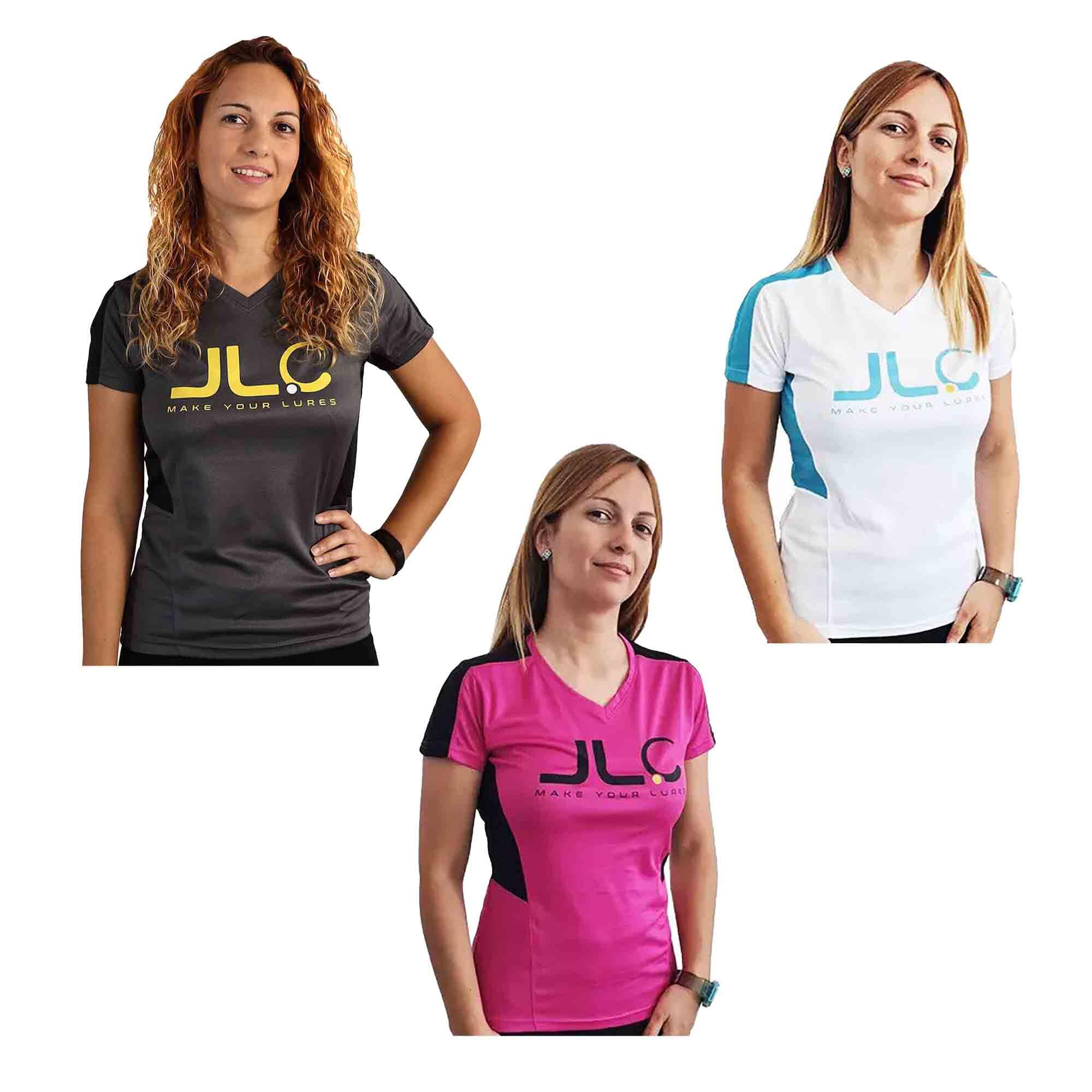 Camiseta Pesca Técnica Poliéster Mujer JLC Gris-Negro Manga Corta  6/6