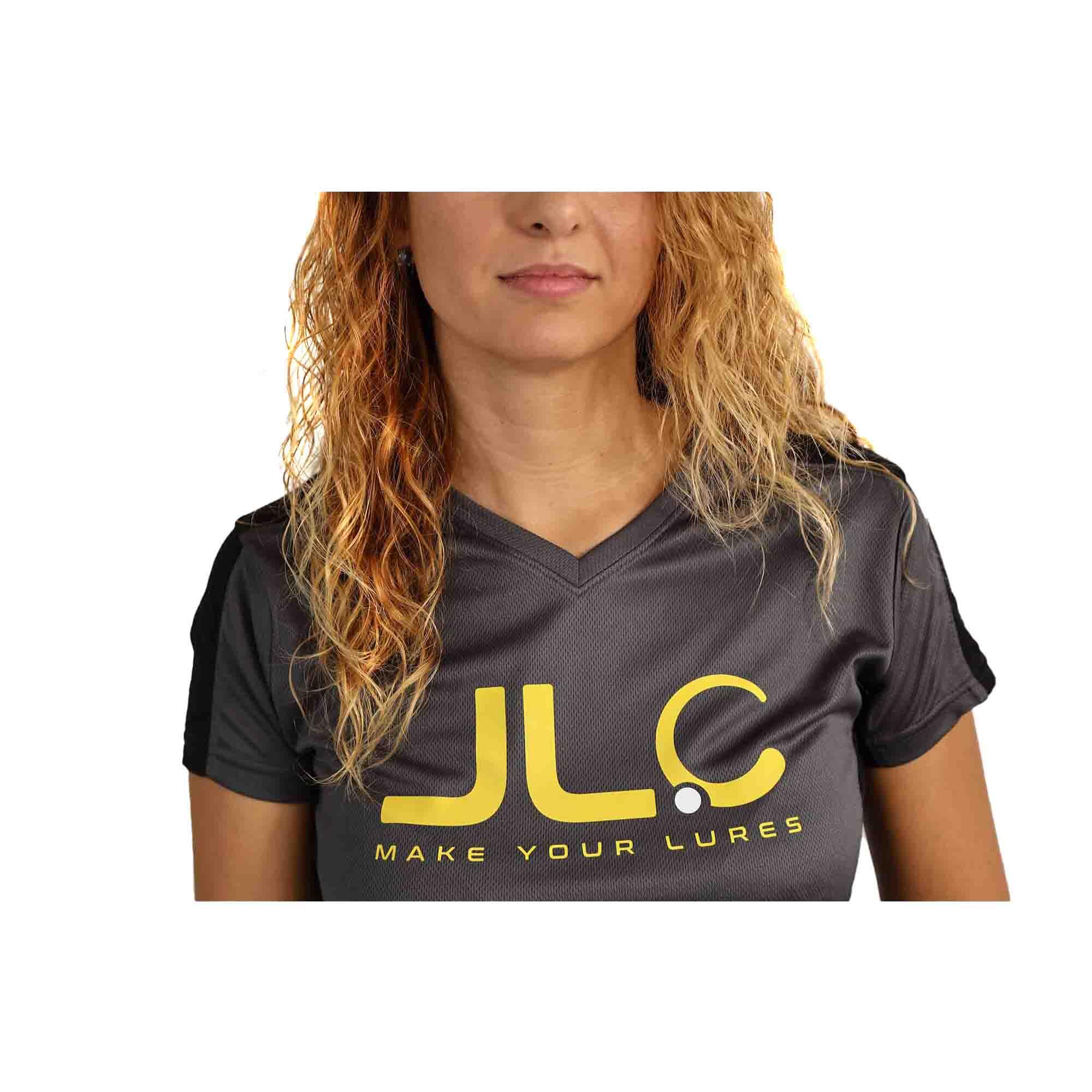 Camiseta Pesca Técnica Poliéster Mujer JLC Gris-Negro Manga Corta  3/6