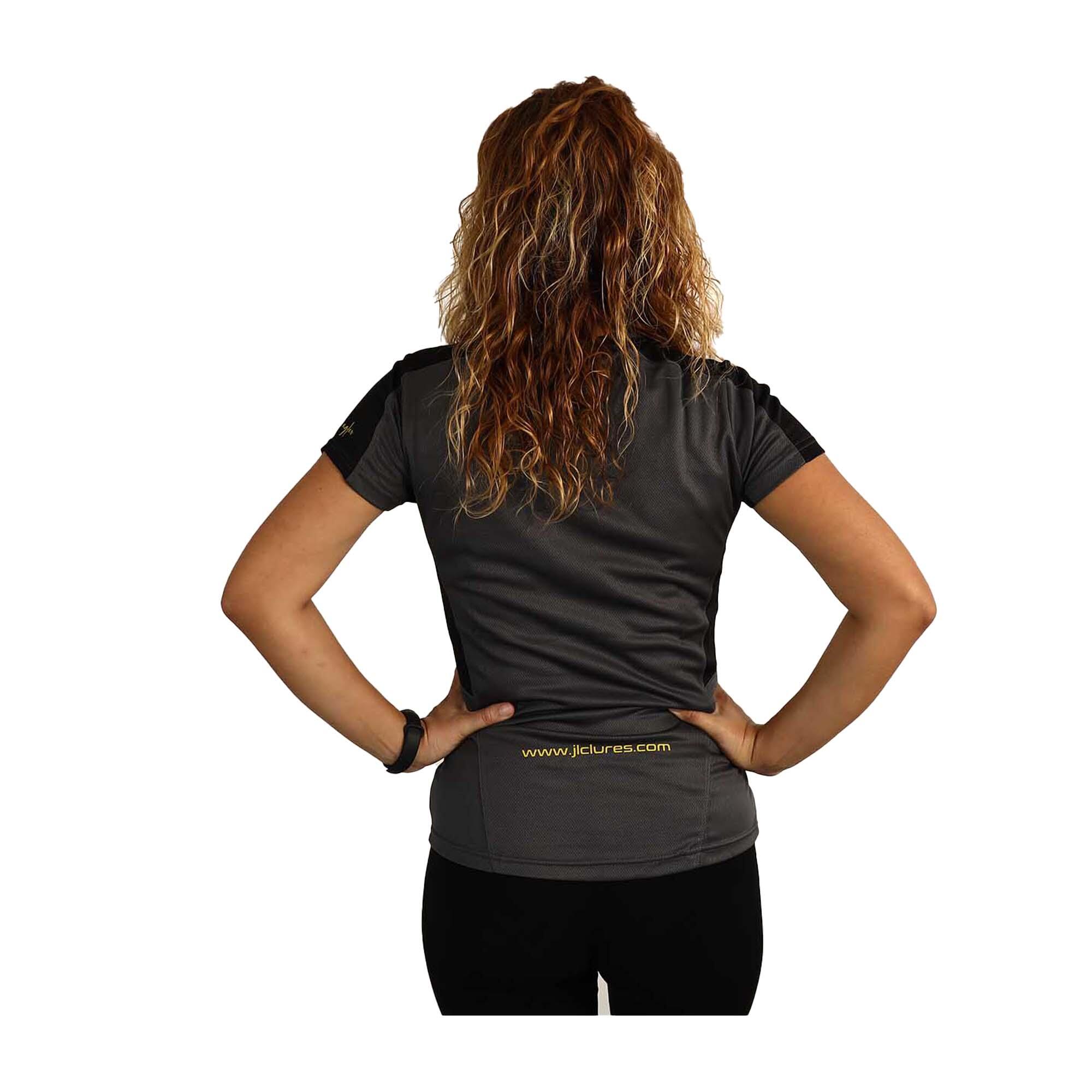 Camiseta Pesca Técnica Poliéster Mujer JLC Gris-Negro Manga Corta  2/6