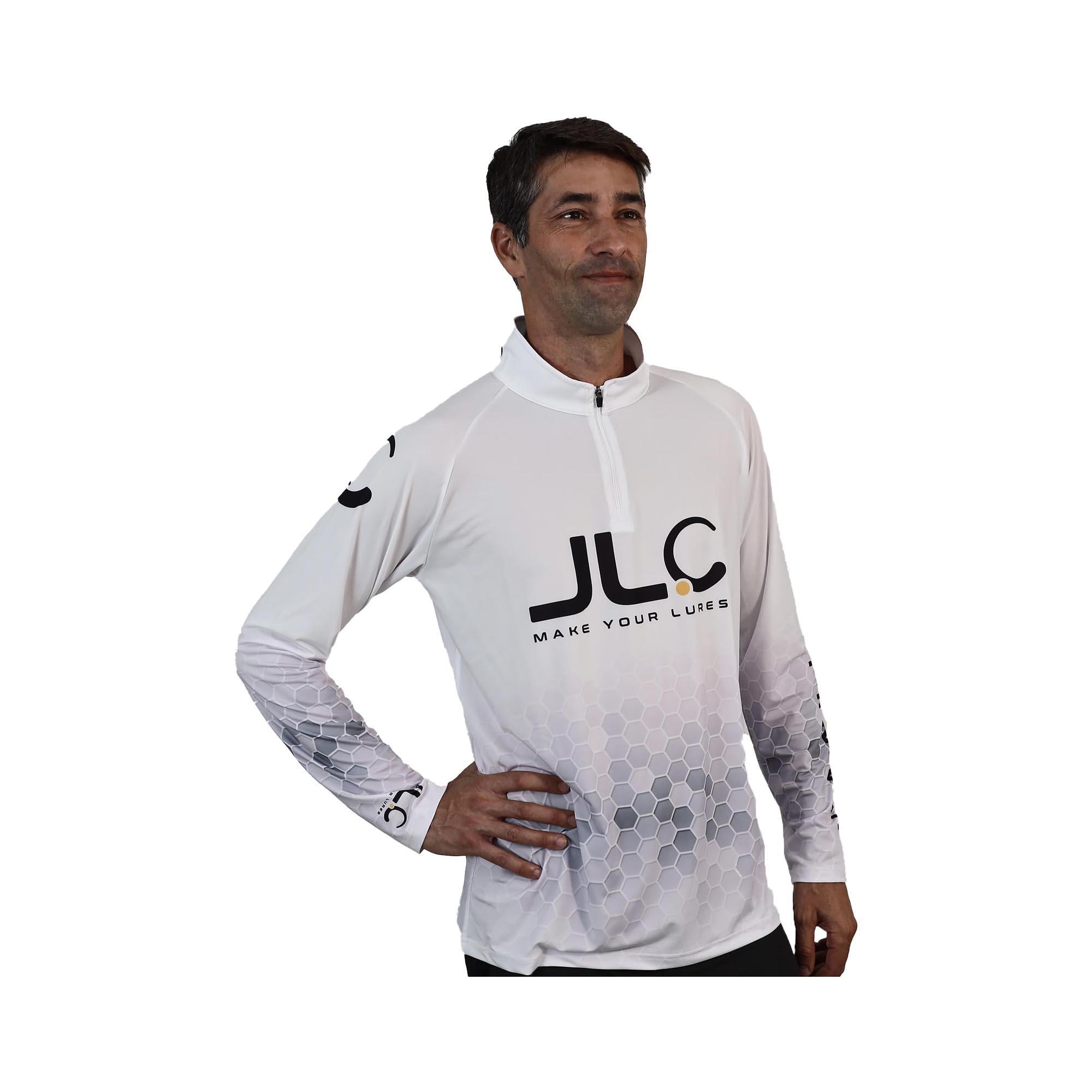 JLC Camiseta Pesca Técnica Lycra Hombre JLC Blanco Manga Larga