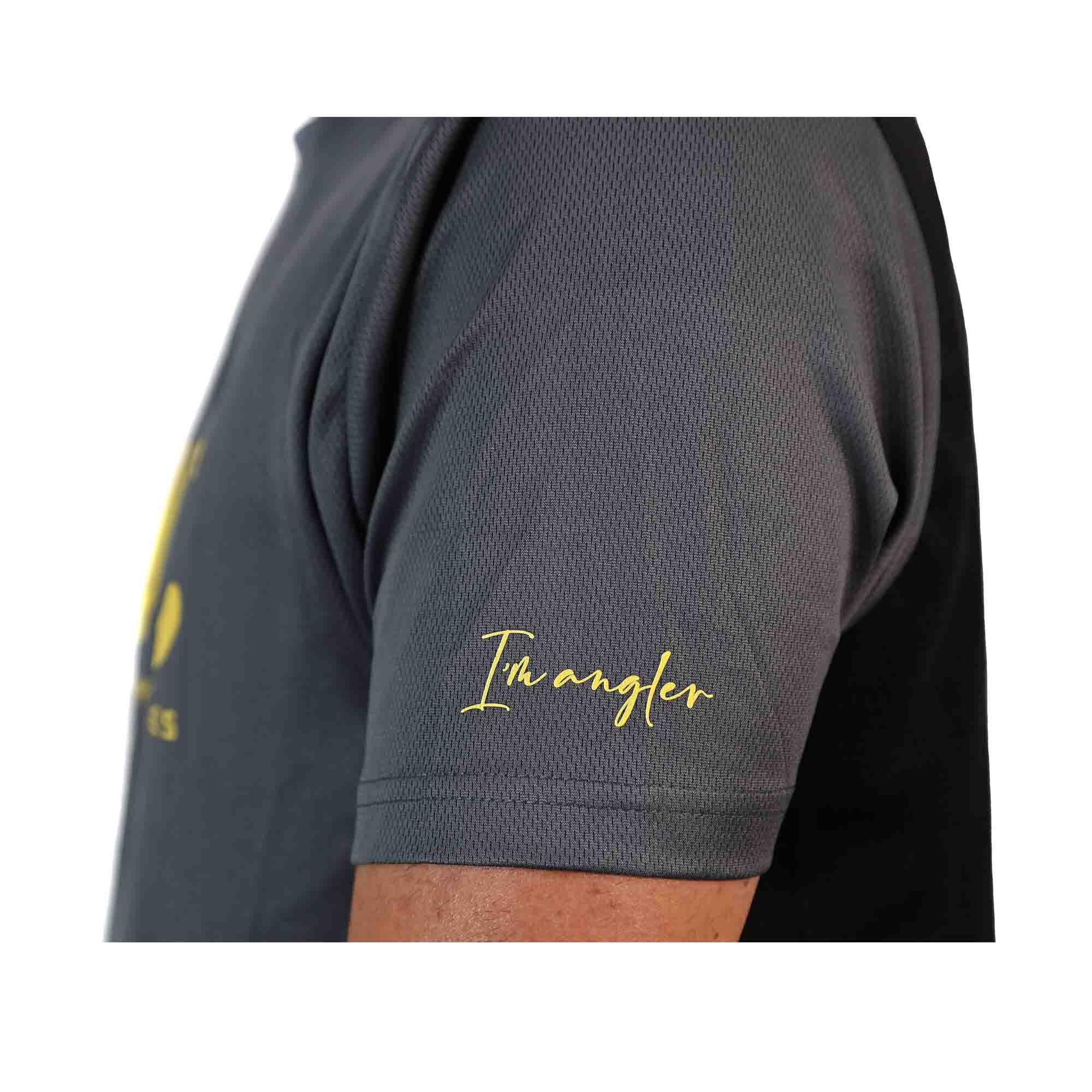 Camiseta Pesca Técnica Poliéster Hombre JLC Gris-Negro Manga Corta  5/6