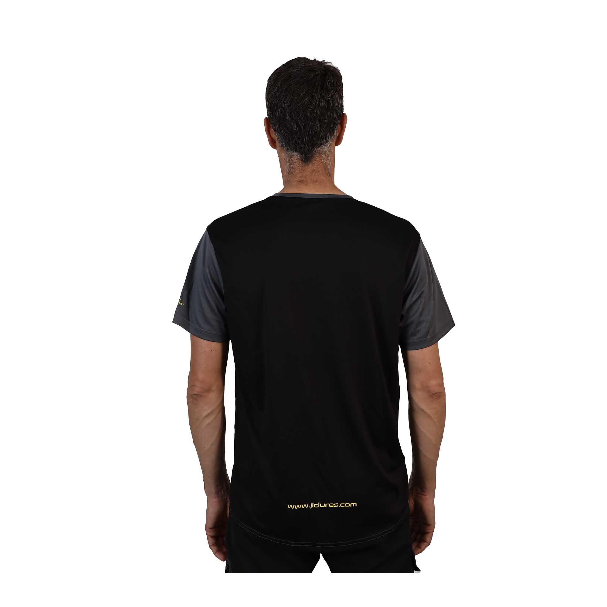 Camiseta Pesca Técnica Poliéster Hombre JLC Gris-Negro Manga Corta  2/6