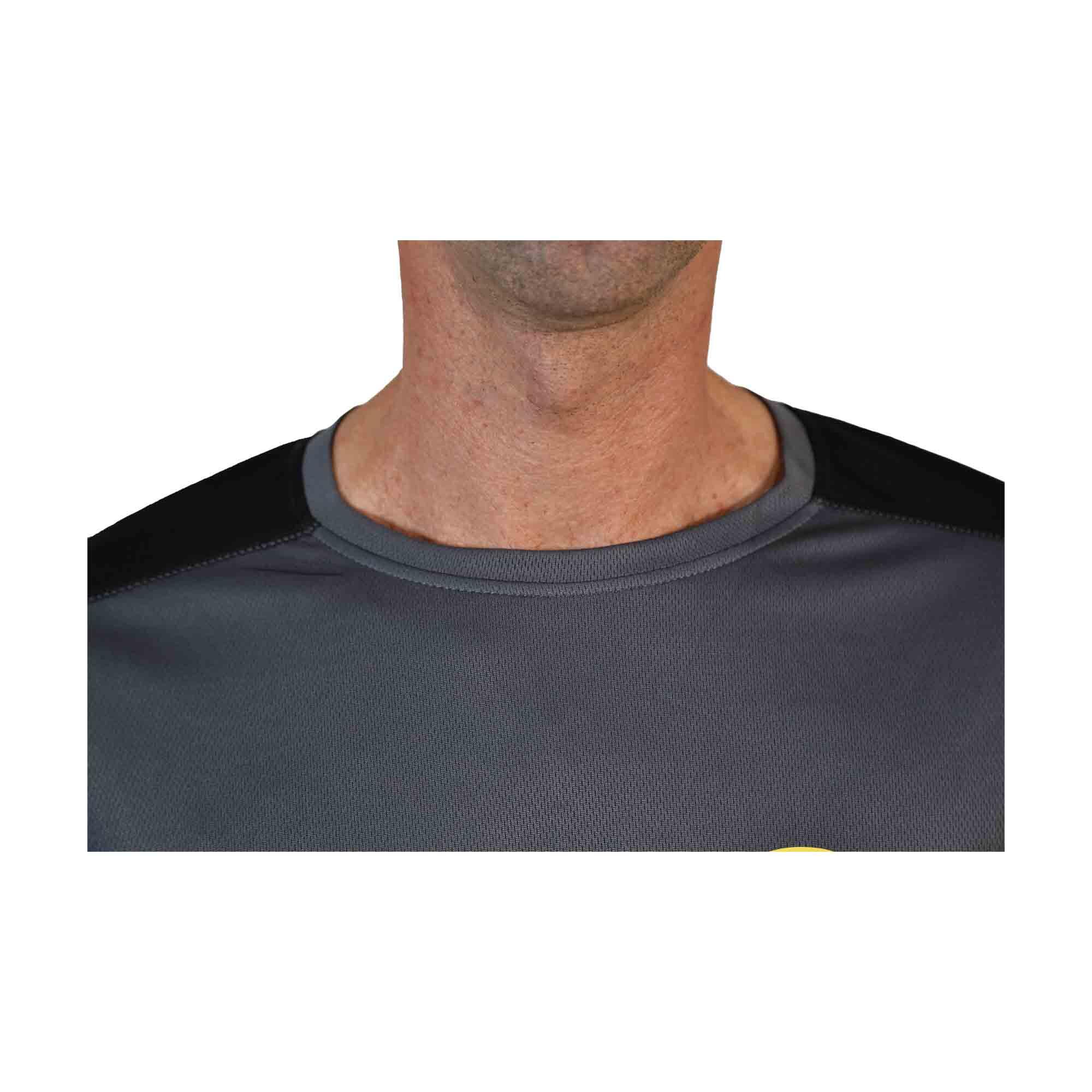 Camiseta Pesca Técnica Poliéster Hombre JLC Gris-Negro Manga Corta  3/6