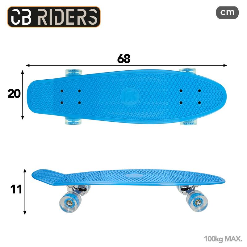 Skateboard infantil 4 ruedas azul 71 cm CB Riders