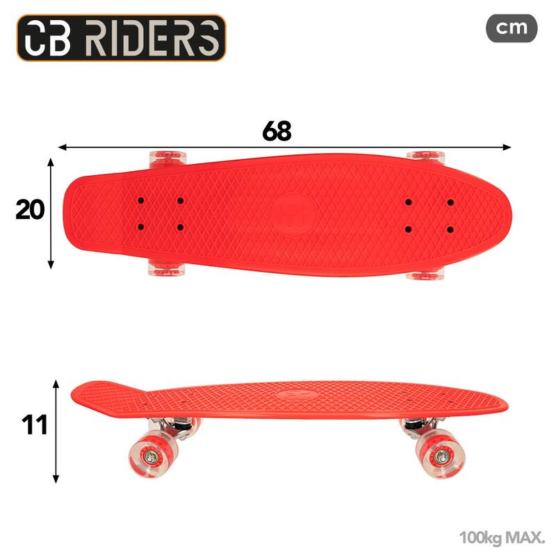 Skate infantil 4 rodas vermelho 71 cm CB Riders
