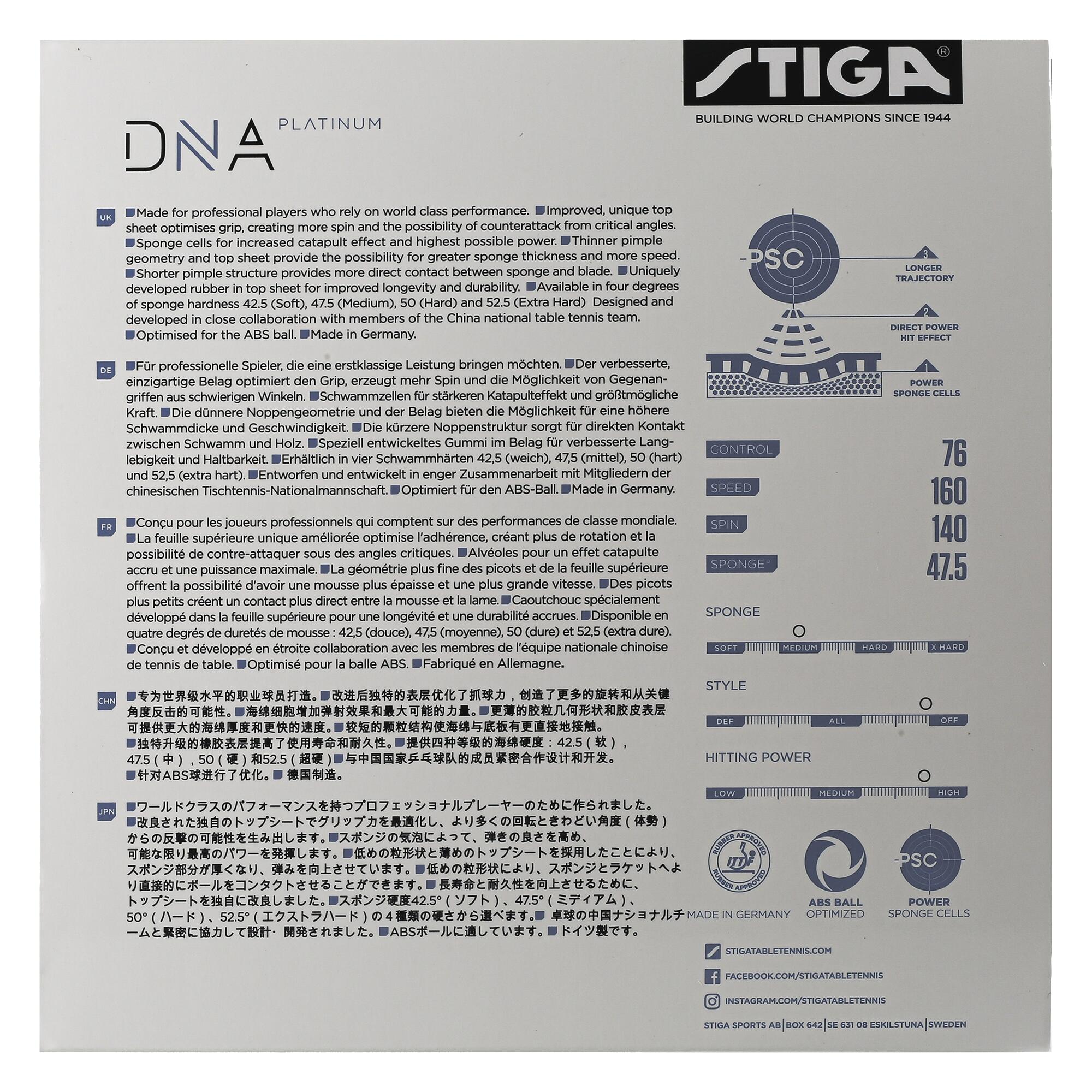 REVÊTEMENT RAQUETTE DE TENNIS DE TABLE DNA Platinum M 4/5