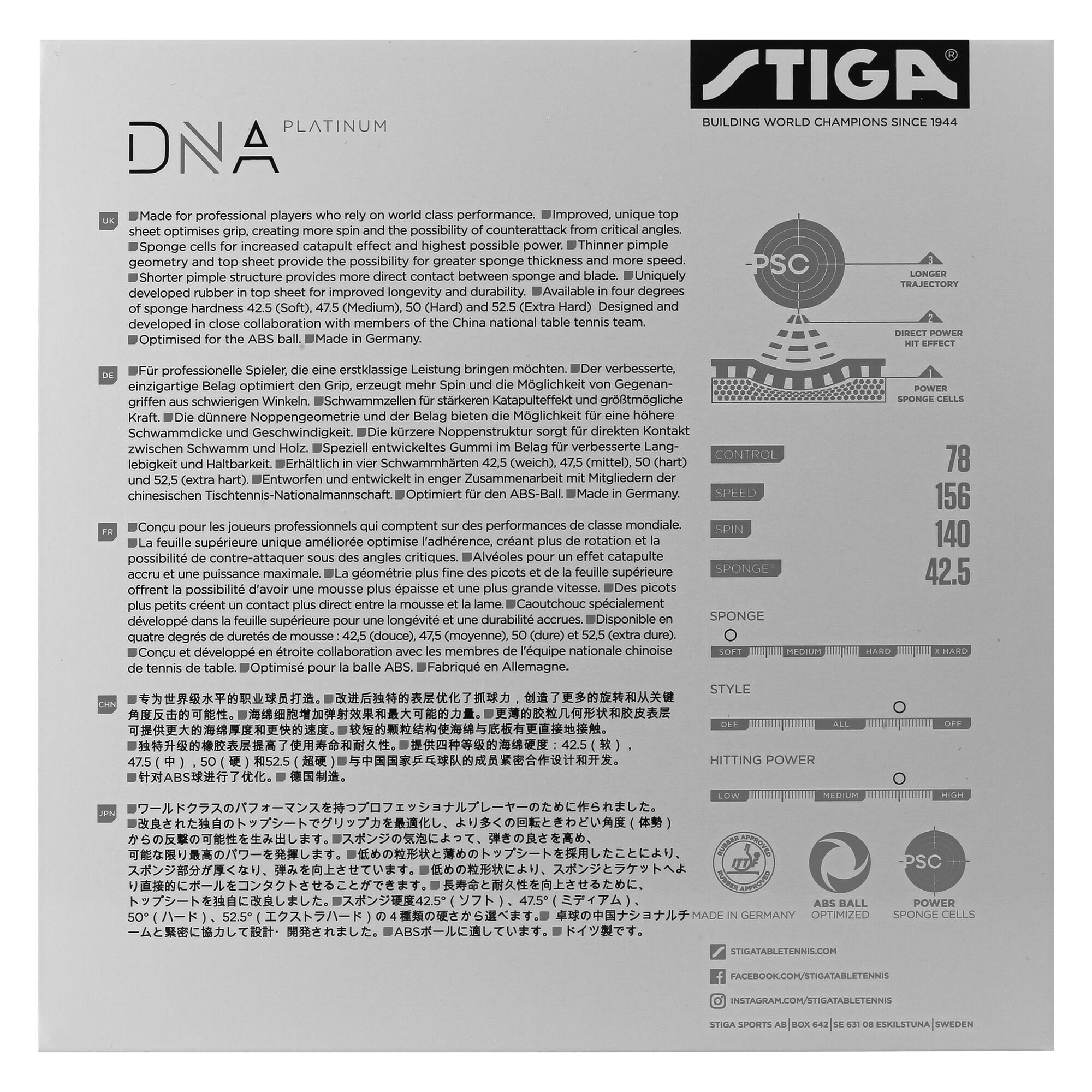 REVÊTEMENT RAQUETTE DE TENNIS DE TABLE DNA Platinum S 4/4