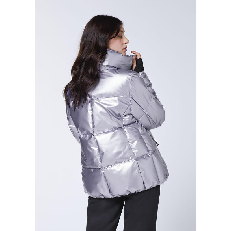 Skijacke in Metallic-Puffer-Optik