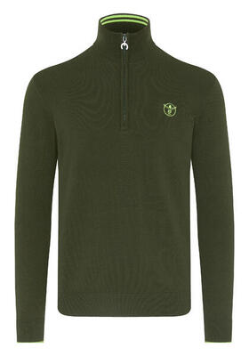 Strickpullover mit kurzem Zipper und Logo