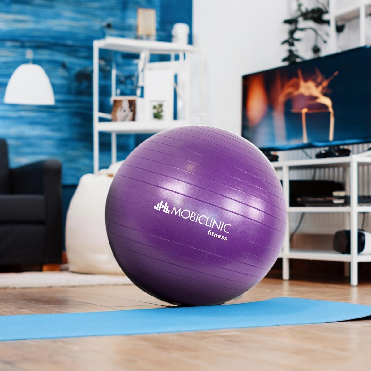 Pilatesbal 58 cm Anti-lek Fitnessbal Inclusief inflator Paars 2/8