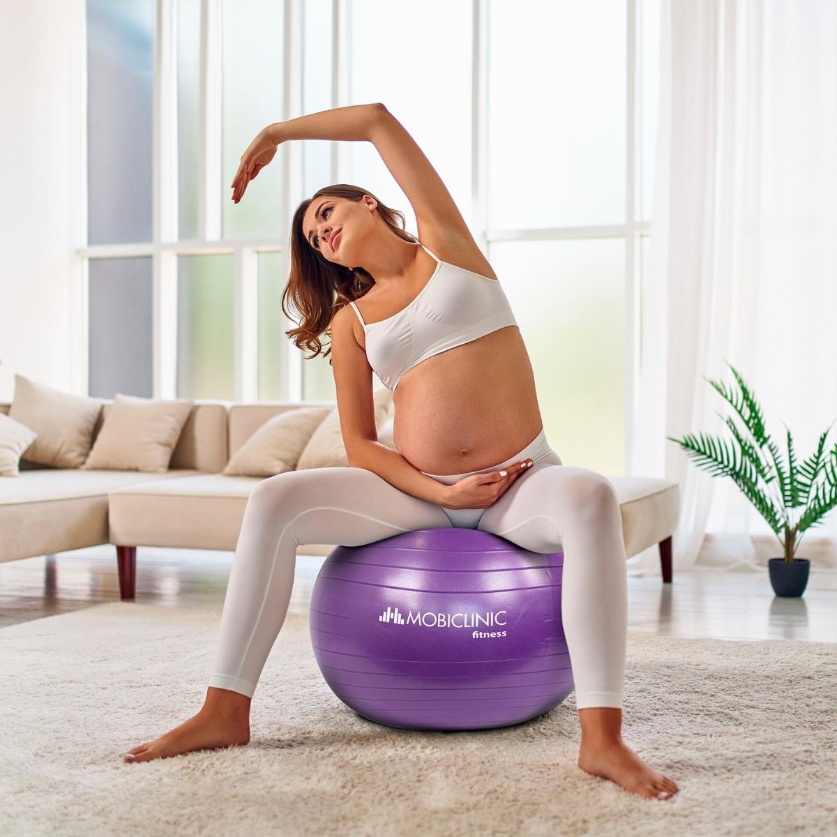 Pilatesbal 58 cm Anti-lek Fitnessbal Inclusief inflator Paars 4/8