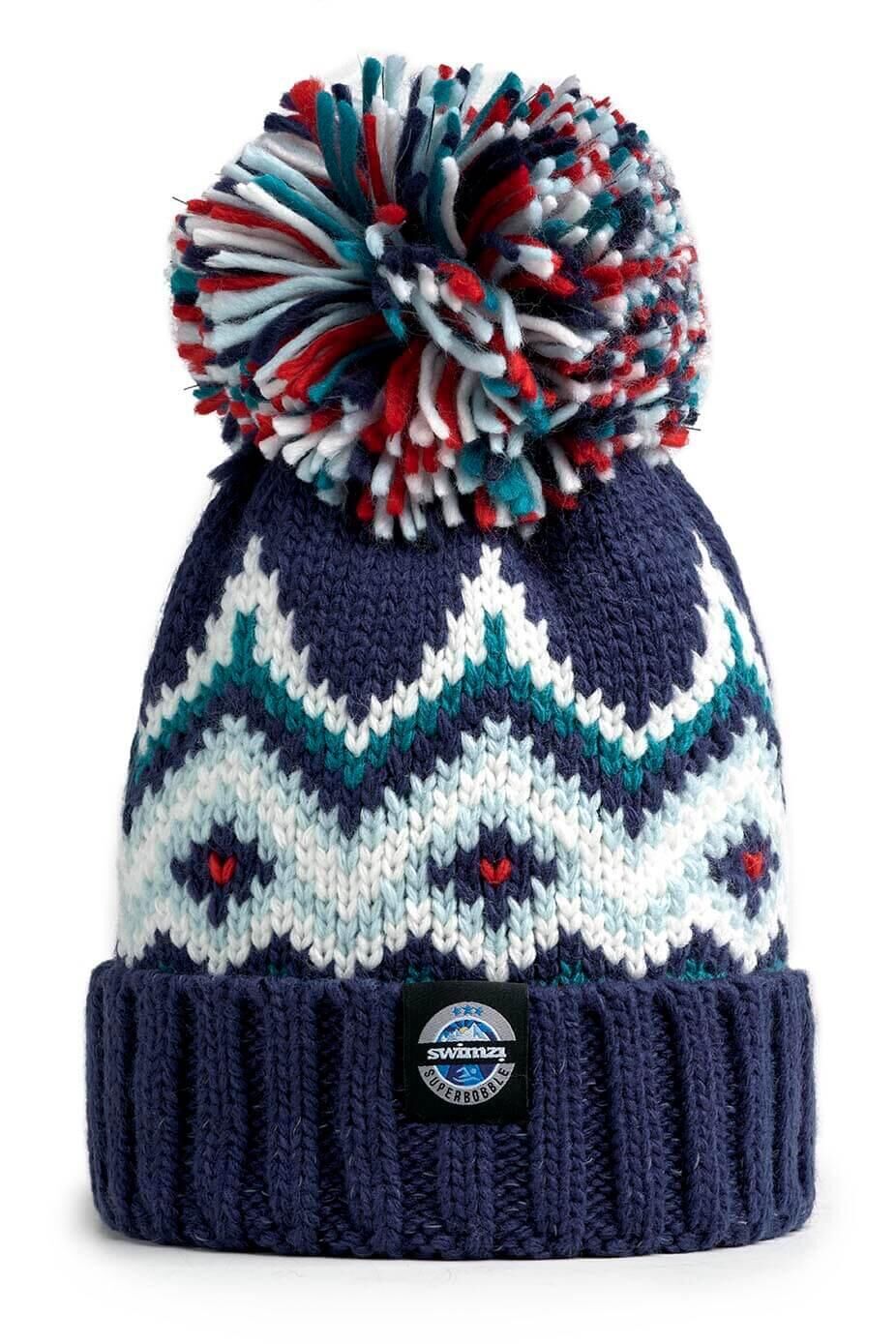 SWIMZI Andrea Hall Mountain Peaks Fairisle Reflective Superbobble Hat