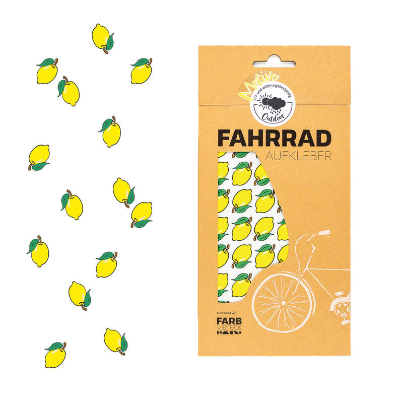 Bunte Fahrrad Sticker mit Zitronen und CO