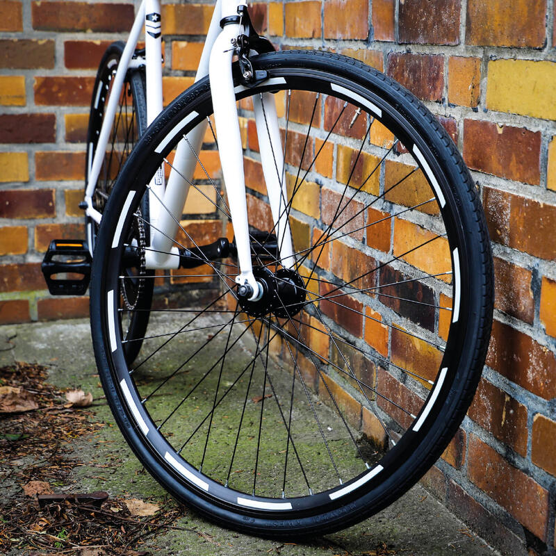 Reflektierende Felgenaufkleber in weiss für Fahrrad