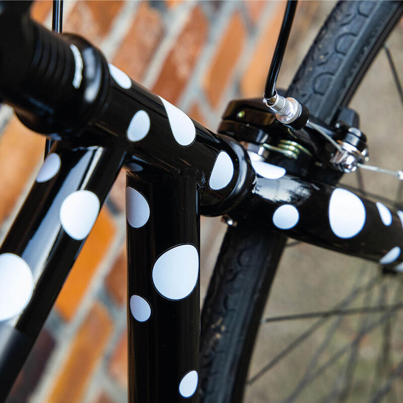 Rahmen Aufkleber Fahrrad mit Kreise weiß von Farbviereck