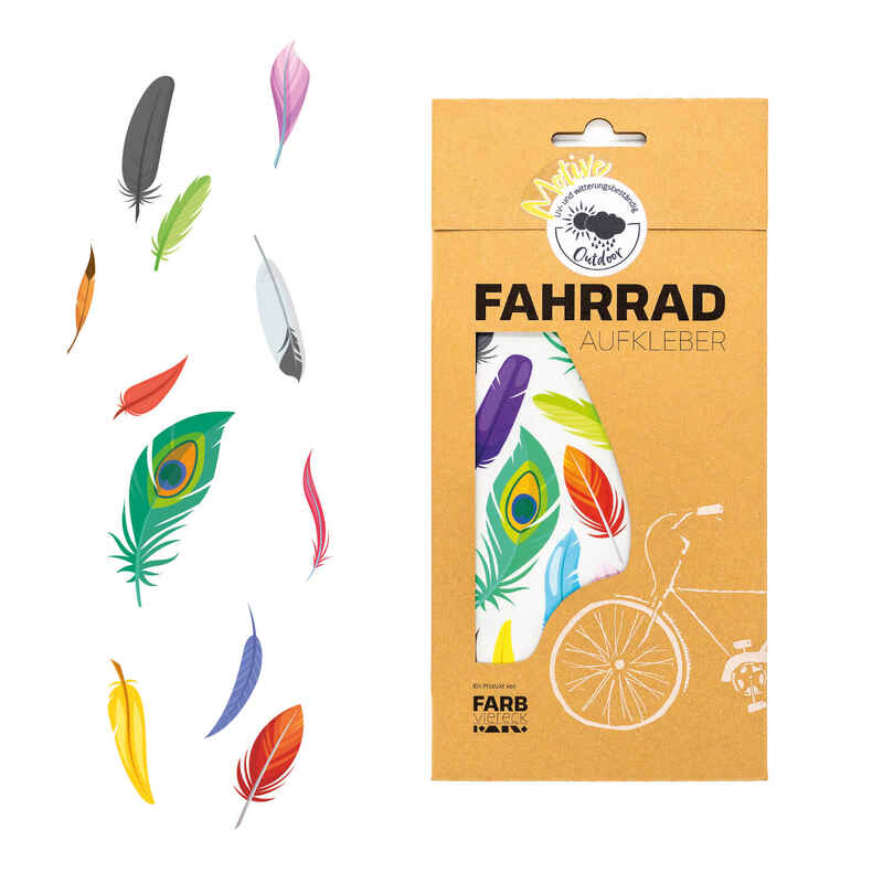 Bunte Federn Aufkleber für Fahrrad und Helm von Farbviereck