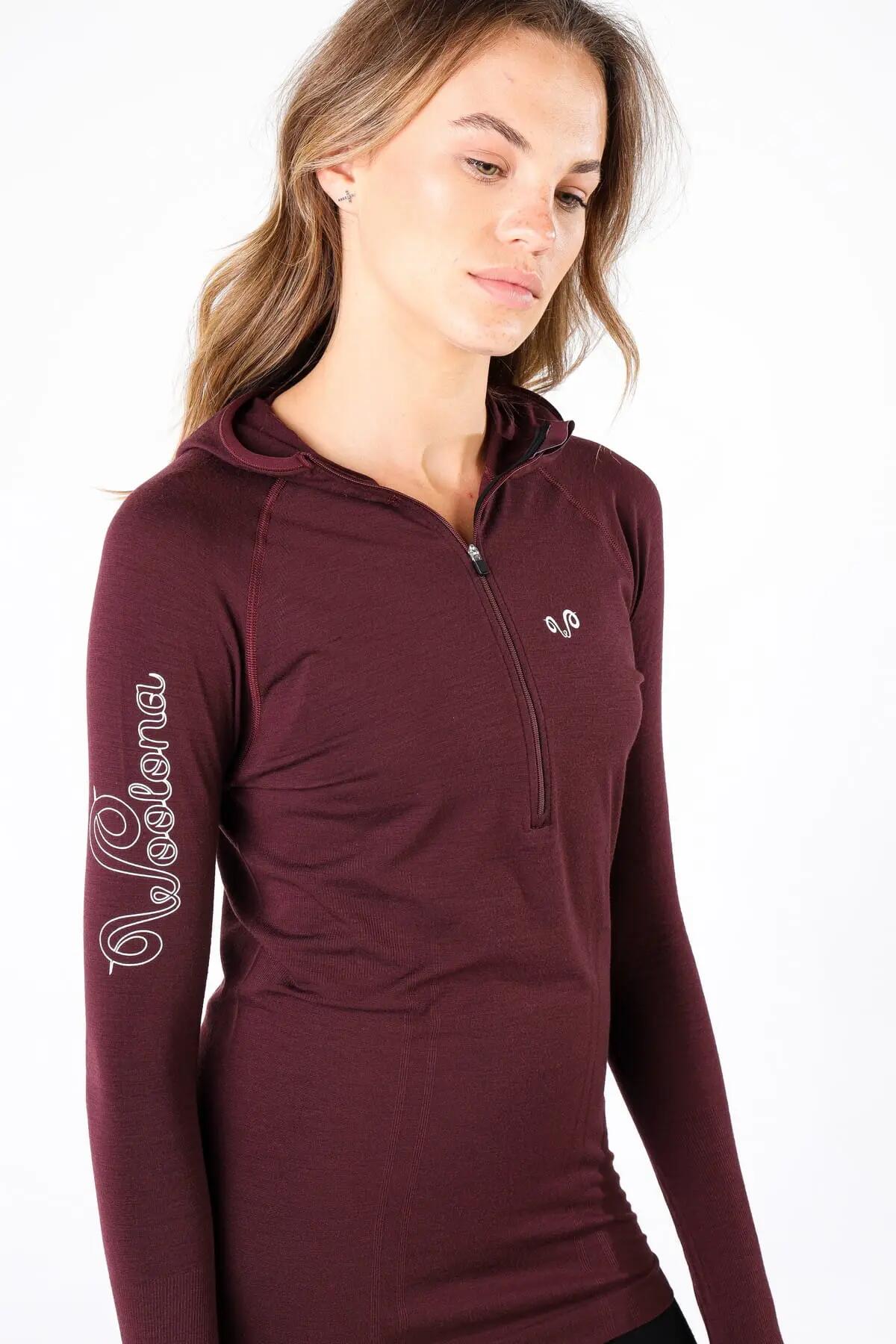 Docca - Sportowa Bluza z Kapturem, Bezszwowa, S, Ciemnoczerwony 3/4