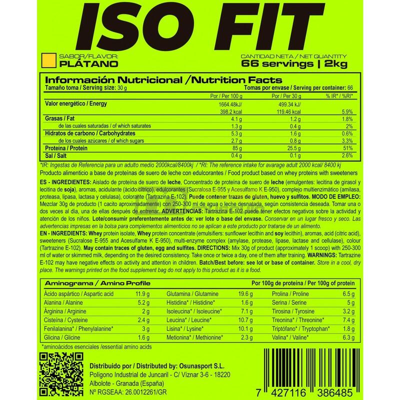 ISO Fit - 2Kg Platano de MASmusculo Fit Line