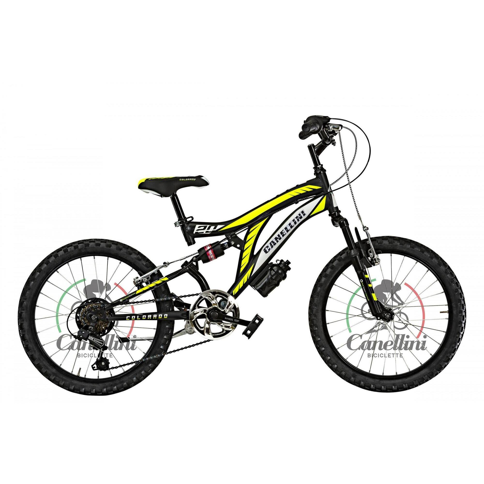 Bicicleta de criança BTT Canellini Colorado 20" Suspensão Total - Preto/Amarelo