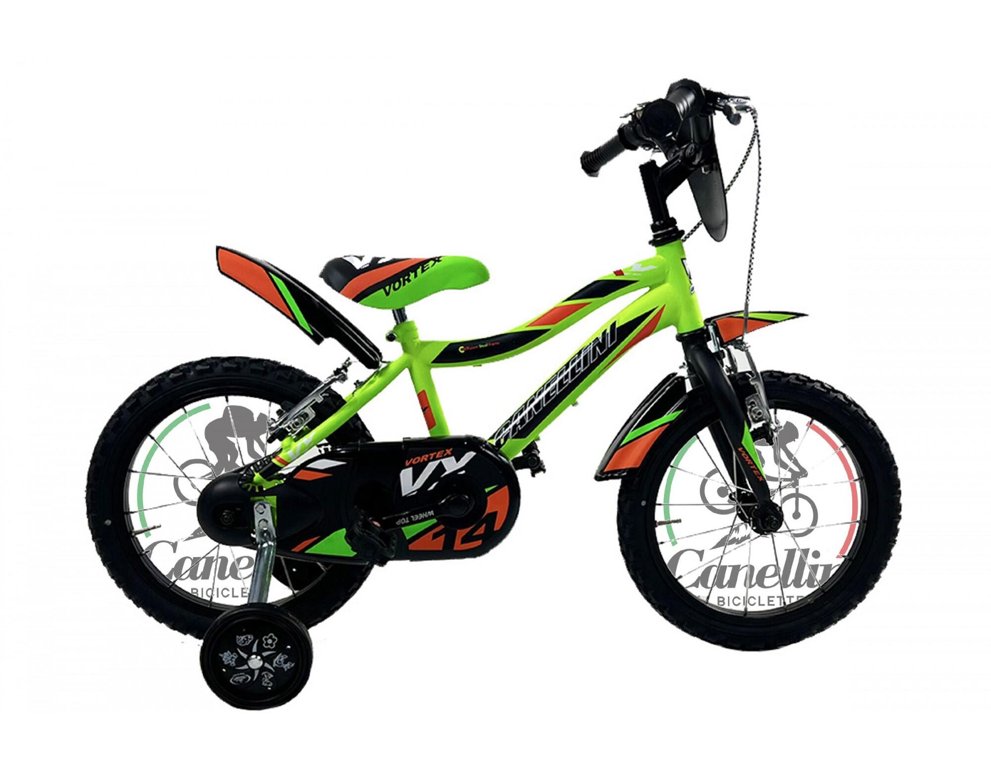 CANELLINI Kinderfiets MTB Canellini VORTEX 14" - Groen/Zwart/Oranje
