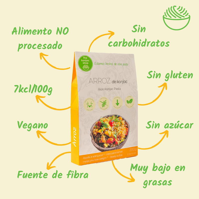 Arroz de Konjac: Pack 5 unidades (200g/unidad)