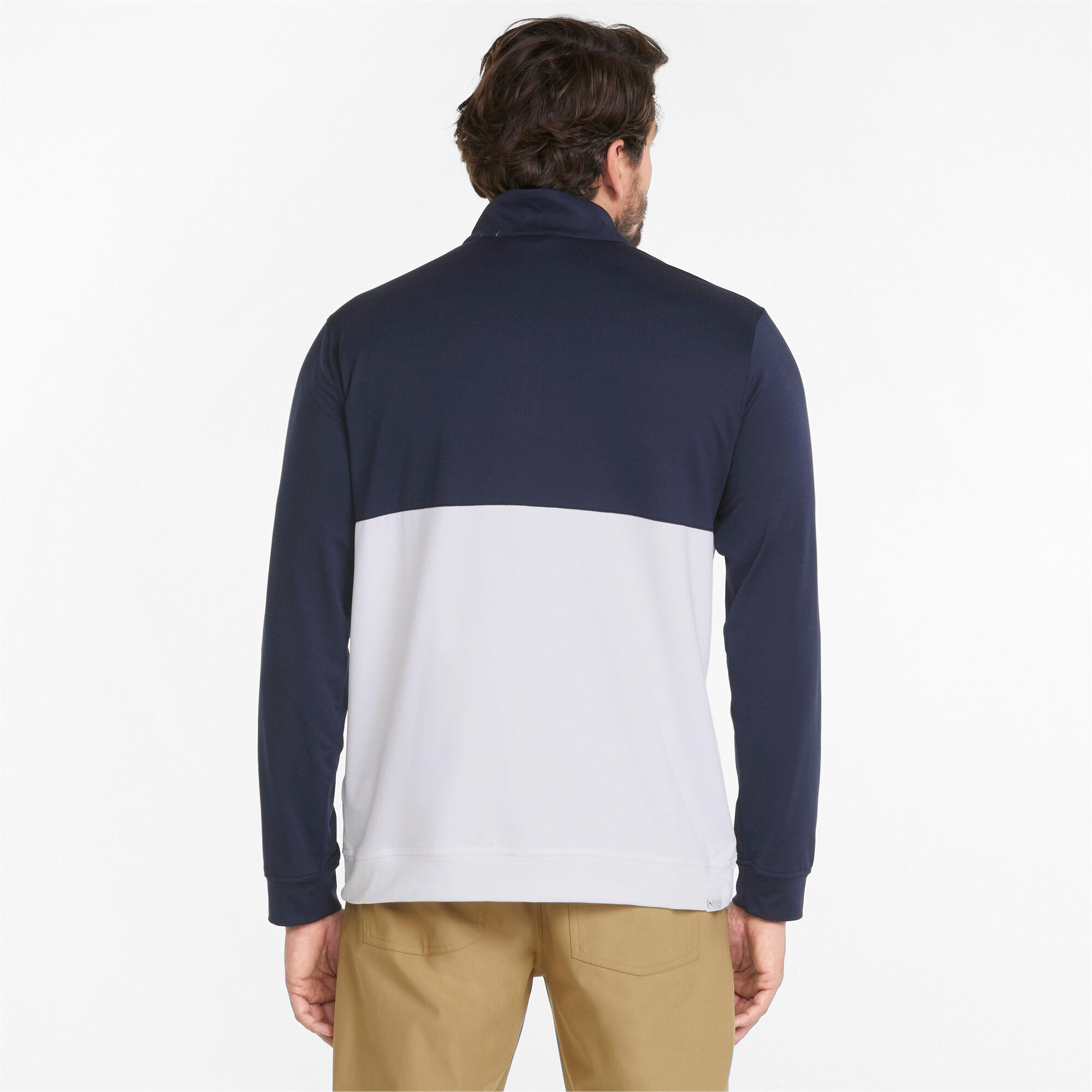 Mens Gamer Colourblock Quarter-Zip Golf Pullover Jumper Top - Blue 3/12