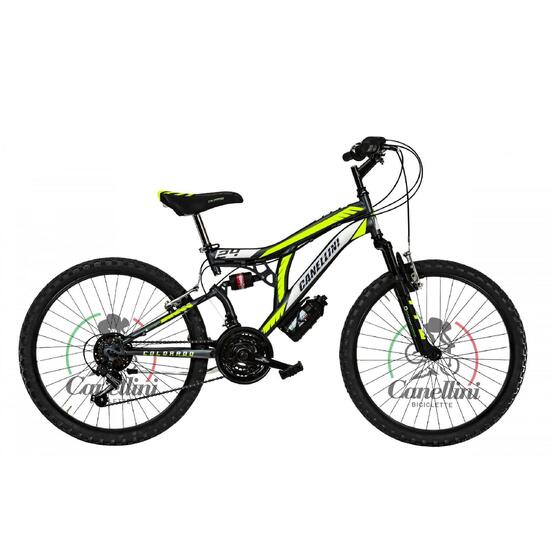 Rower Dziecięcy MTB Canellini COLORADO 24" z pełnym zawieszeniem - Czarny/Żółty
