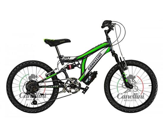 Vélo enfant Canellini COLORADO 20" Titane/Vert tout suspendu 6 vitesses