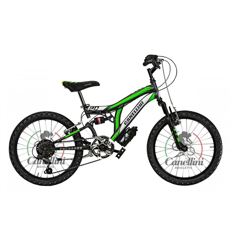 Bicicleta de criança BTT Canellini COLORADO 20" Suspensão Total  - Titânio/Verde