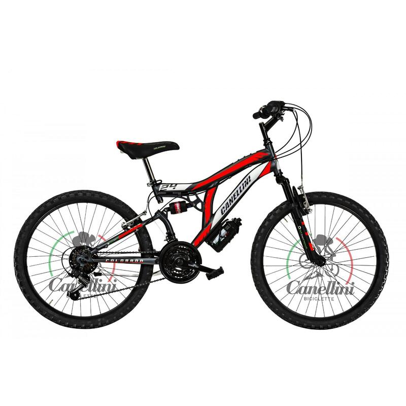 Bicicleta de niño Canellini Suspensión Total Colorado 24" 18V - Negro/Rojo